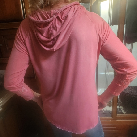 POL Hooded Long Sleeve Tunic Dusty Rose Size L - Picture 11 of 12